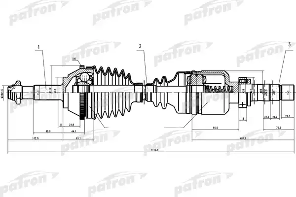 PATRON PDS0087 Полуось прав FIAT: Ducato, PEUGEOT: Boxer 2.0-2.5D MG5 94> 1.4Q +ABS  колеса R16, Z: 41 в КПП