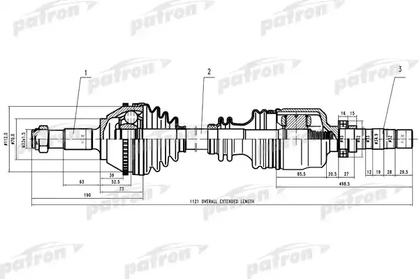 PATRON PDS0161 Полуось прав FIAT: Ducato,PEUGEOT: Boxer 2.0-2.5D MG5 94> 1.8Q +ABS