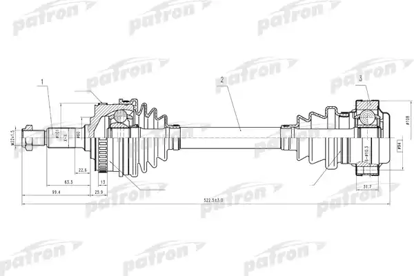 PATRON PDS0173 Полуось лев/прав MB: Vito 2.0/2.3/2.3TD 97-03 +ABS