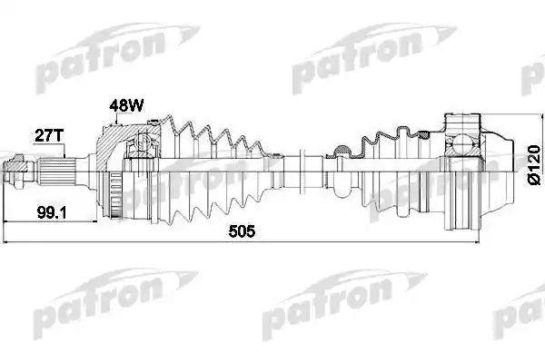 PATRON PDS0185 Полуось лев/прав MB: Vito 2.2CDi 99-03  +ABS
