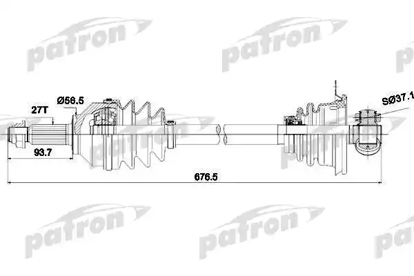 PATRON PDS0196 Полуось лев OPEL: Vivaro, RENAULT:Traffic 2.0 16V/1.9Di 01>