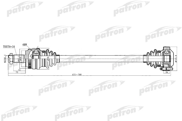 PATRON PDS0236 Полуось задняя правая 30x686x69 BMW: X3 04-