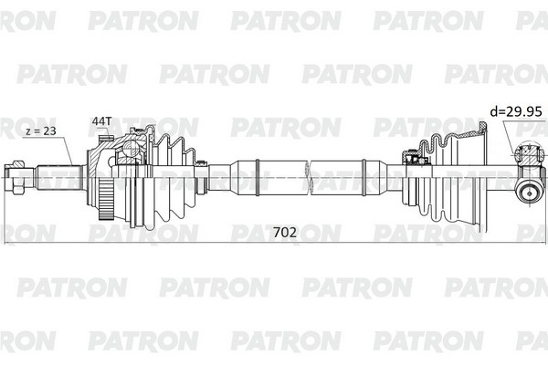 PATRON PDS0299 Полуось лев 23x702x56.3x29.95 ABS:44T RENAULT Laguna 1.8/2.0 93-01
