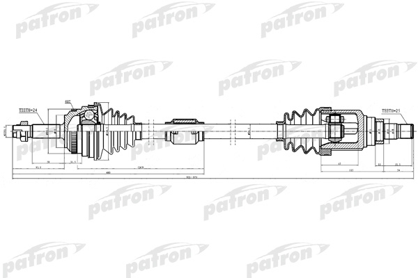 PATRON PDS0313 Полуось правая 24x807x59x25 ABS: 40T GEELY MK