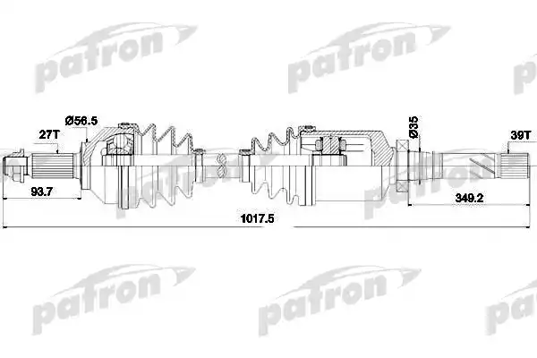 PATRON PDS0378 Полуось прав OPEL: Vivaro, RENAULT:Traffic 2.0 16V/1.9Di 01>