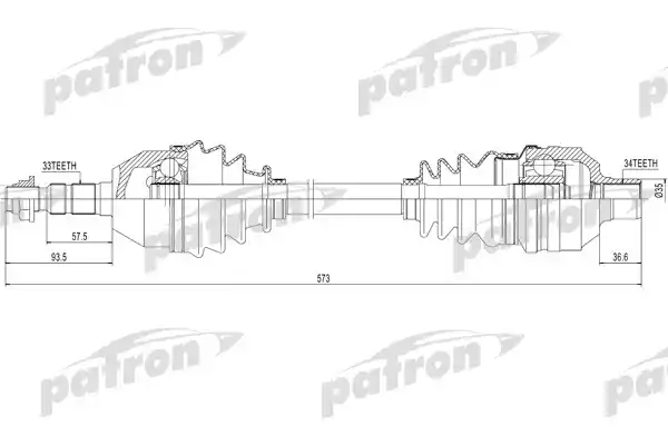 PATRON PDS0422 Полуось правая 33X573X34 OPEL: ASTRA H 1,3 CDTI 05-