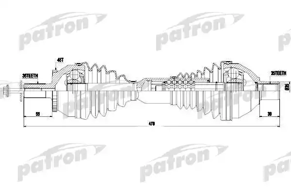 PATRON PDS0442 Полуось передняя левая 36X470X35 ASB: 48T VOLVO: XC90 02-