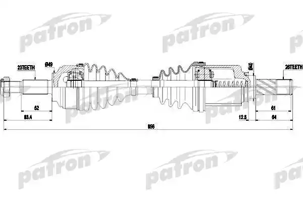 PATRON PDS0452 Полуось МКПП передн лев LADA: LARGUS 12-