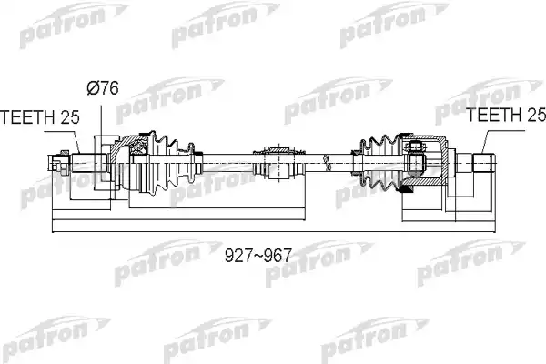 PATRON PDS0502 Полуось передний мост справа 25X927X52,5X25 HYUNDAI SOLARIS [SB] 10 - KIA RIO [DX] 11 -RUSSIA PLANT