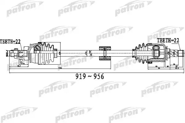 PATRON PDS0527 Полуось передний мост справа 22x919x51,2x22 OPEL CORSA D 1.0 1,2 06- МКПП