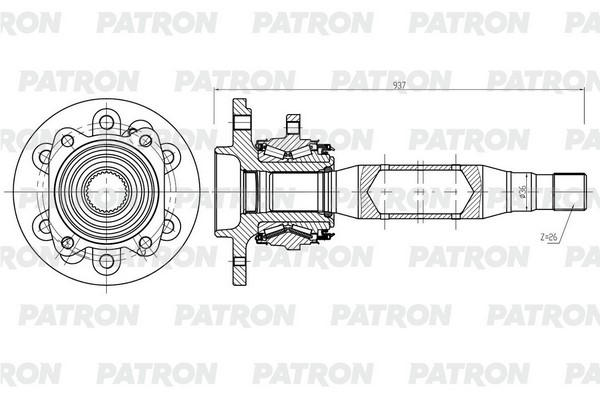 PATRON PDS0564 Полуось прав MB Sprinter / VW Crafter (z=26, со ступицей)