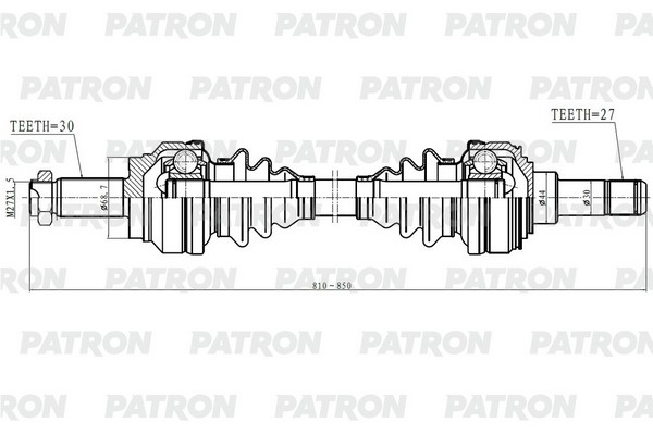 PATRON PDS0599 Полуось зад. 30x810x68,7x27 BMW E70/F15/F16 07-13