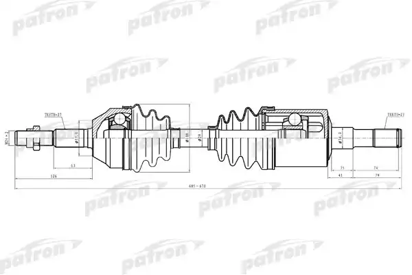 PATRON PDS0616 Полуось передн лев JEEP: LIBERTY 02-06 2.4-2.8 4WD