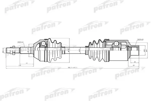 PATRON PDS0619 Полуось передн прав JEEP: LIBERTY 02-07 3.7 4WD