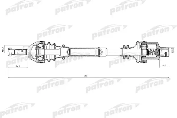 PATRON PDS0638 Полуось прав Dacia Logan 1.4-1.6i 09.04>  -ABS