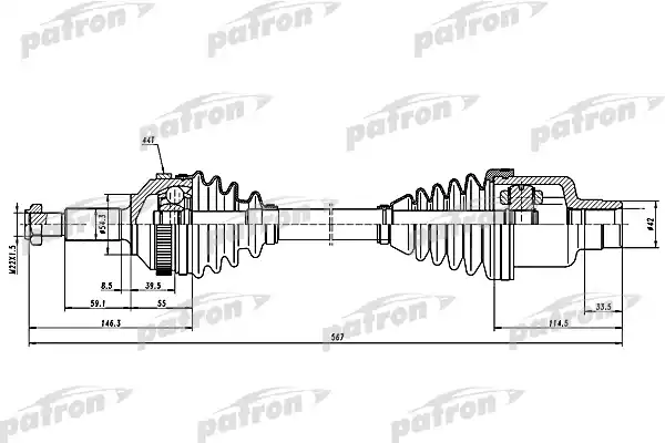 PATRON PDS1258 Полуось прав FORD: MONDEO I 1.6 i 16V/1.8 i 16V/1.8 i 16V 4x4/2.0 i 16V/2.0 i 16V 4x4 93-96, MONDEO 1.6 i 16V/1.8 i 16V/1.8 i 16V 4x4/2.0 i 16V/2.0 i 1