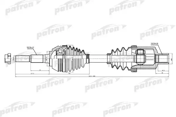 PATRON PDS1507 Полуось передн прав CHEVROLET: BLAZER, S10 97-05   GMC: JIMMY, SONOMA 97-05   ISUZU:HOMBRE 98-00   OLDSMOBILE: BRAVADA 97-01