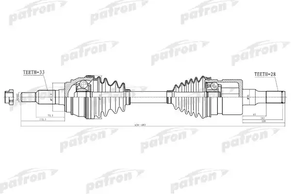 PATRON PDS1525 Полуось лев/прав HUMMER: H3, H3T 06-09