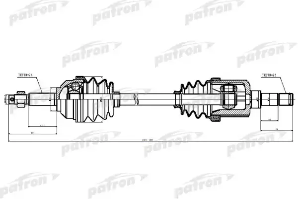 PATRON PDS1970 Полуось прав CHRYSLER: PACIFICA 04-06