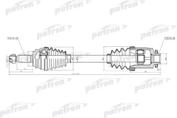PATRON PDS2034 Полуось прав DODGE: CALIBER 07-09   JEEP: COMPASS 07-09, PATRIOT 07-09 2.4