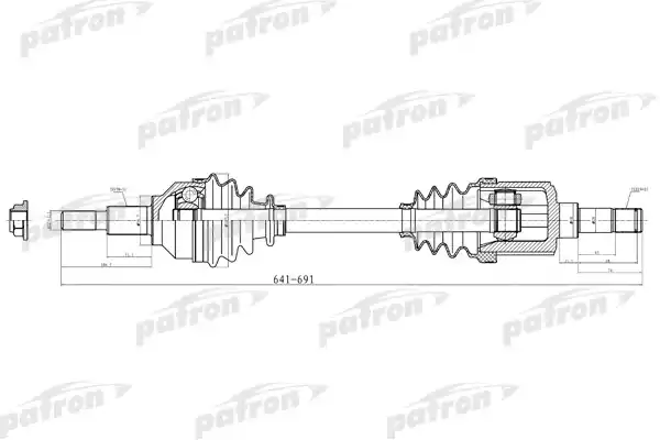 PATRON PDS2041 Полуось лев CHRYSLER: SEBRING 08-09   DODGE: AVENGER 08-09 2.4 Sedan