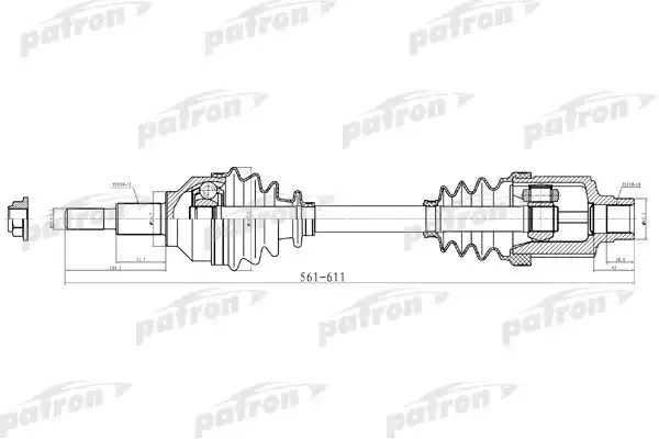 PATRON PDS2042 Полуось прав 32x585x56,7x28 CHRYSLER: SEBRING 08-09   DODGE: AVENGER 08-09 2.4 Sedan