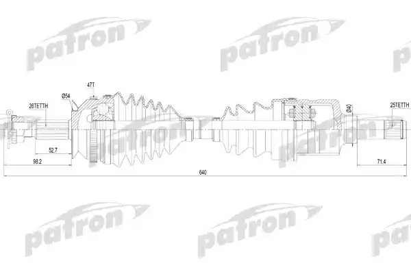 PATRON PDS2819 Полуось лев CHRYSLER Voyager 95-01