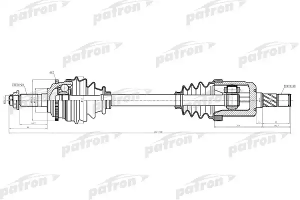 PATRON PDS3926 Полуось лев FORD: FUSION 06-09   MAZDA: 6 03-08   MERCURY: MILAN 06-09