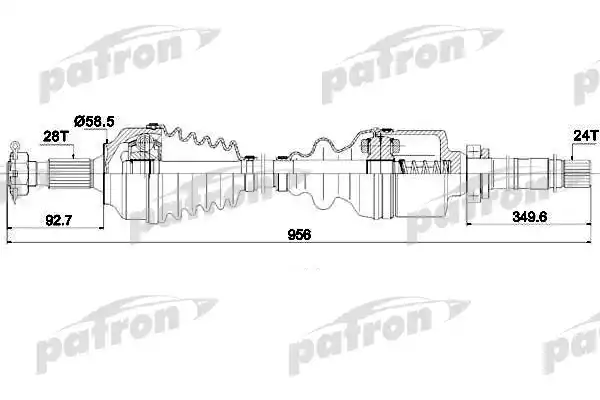 PATRON PDS4580 Полуось прав PEUGEOT: 407 1.6HDI/1.8/2.0 04>, CITROEN: C5 1.6HDI/1.8/2.0 08>