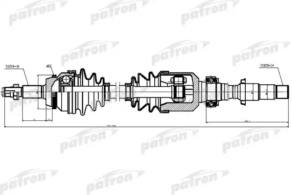 PATRON PDS6272 Полуось прав LEXUS: RX330, RX350 04-09   TOYOTA: CAMRY 02-06, HIGHLANDER 01-07, SOLARA 04-08 3.0 3.3