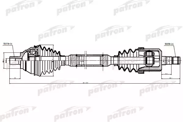 PATRON PDS6877 Полуось передн прав VOLKSWAGEN: CC, JETTA, PASSAT, RABBIT 09-10 2.5