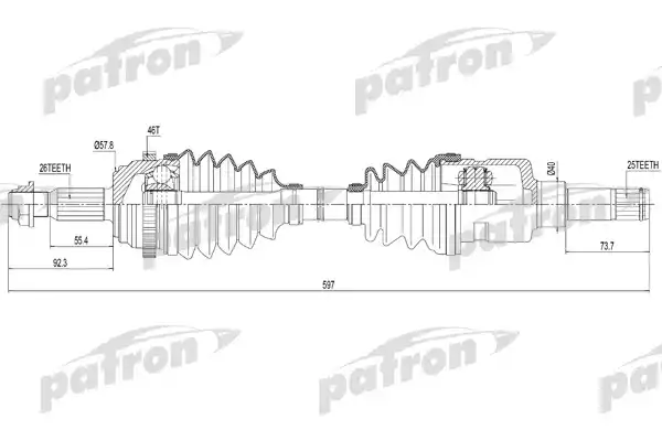 PATRON PDS9048 Полуось лев CHRYSLER :PT Cruiser 1.6/2.0/2.4 00-04, Neon II 2.0 16V