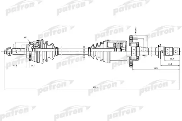 PATRON PDS9106 Полуось прав Toyota Avensis T25 2.0 D-4D (85 kW) 03>