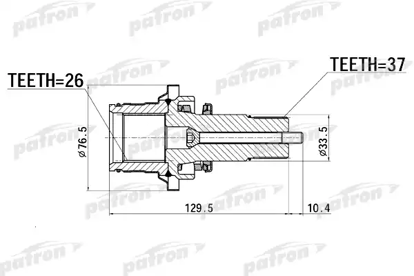PATRON PDSV012 Вал приводной внутреннего ШРУСа от КПП прав VW: SHARAN 00-, FORD: GALAXY 00-, SEAT: ALHAMBRA 00-  OE: 02N409345
