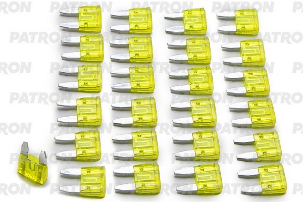 PATRON PFS019 Предохранитель пласт.коробка 25шт MINI Fuse 20A желтый