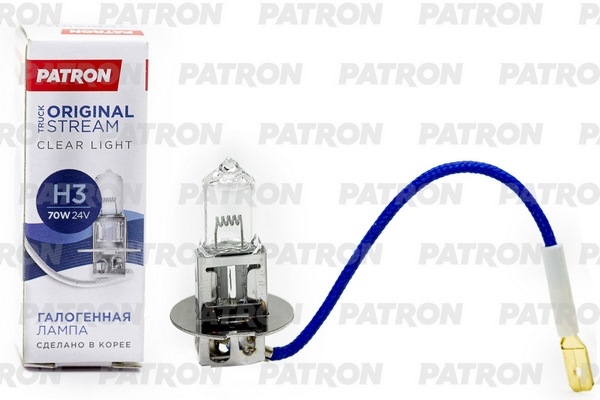 PATRON PLH32470 Лампа галогенная H3 24V 70W 3200K PK22s Truck Original Stream (оригинальные параметры) Сделано в Корее