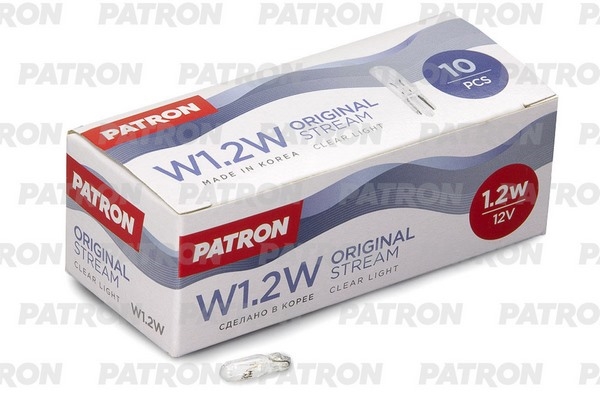 PATRON PLT51212 Лампа накаливания (10шт в упаковке) W1.2W 12V 1.2W W2X4.6d Original Stream (оригинальные параметры) Сделано в Корее