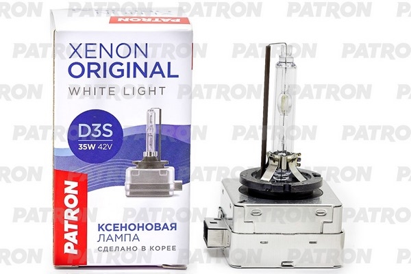 PATRON PLXD3S4300 Лампа газоразрядная D3S 42V 35W 4300K PK32d-5 (белый свет) Сделано в Корее