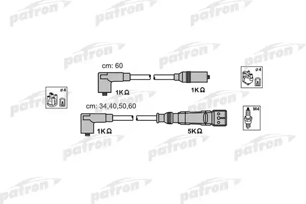 PATRON PSCI1003 Комплект проводов зажигания ABM13P SEAT: CORDOBA 93-99, IBIZA II 93-99, TOLEDO I 91-99, VW: GOLF II 86-91, GOLF III 91-97, GOLF III CABRIOLET 93-98, GOLF III VARIANT 93-99