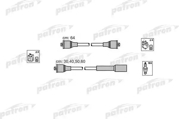 PATRON PSCI1009 Комплект проводов зажигания ABU76 AUDI: 80 1.6i/2.0i 91-   VW: Golf III 1.8i/2.0i 91-   SEAT: Toledo 1.6i/1.8i 91-