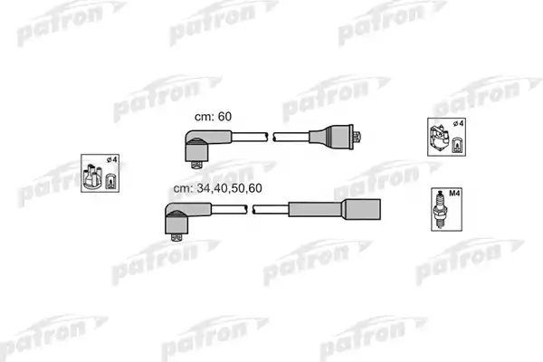PATRON PSCI1015 Комплект проводов зажигания ABU13 SEAT: CORDOBA 93-99, IBIZA II 93-99, TOLEDO I 91-99, VW: GOLF II 86-91, GOLF III 91-97, GOLF III VARIANT 93-99, GOLF IV CABRIOLET 98-02