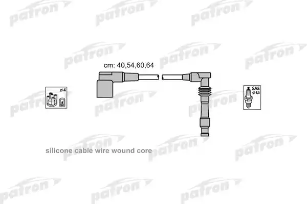 PATRON PSCI2004 Комплект проводов зажигания ODS222 OPEL: ASTRA F 91-98, CALIBRA A 90-97, TIGRA 94-00, VECTRA A 88-95, VECTRA B 95-02