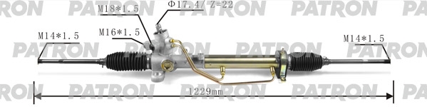 PATRON PSG3040 Рейка рулевая гидравлическая, 1 229 mm, VW JETTA II (19E, 1G2, 165) 84- GOLF III (1H1) 91- VENTO (1H2) 91- 22 зуба