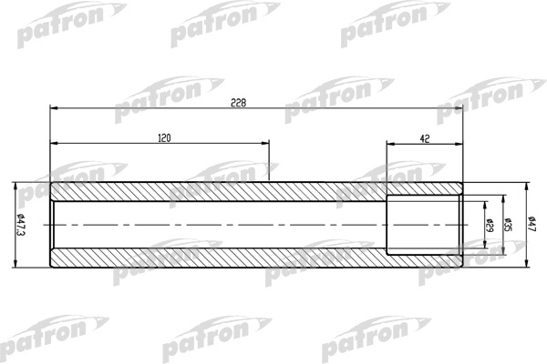 PATRON PTB3007 Вал торсиона PEUGEOT 206 L228мм, внутр D35мм