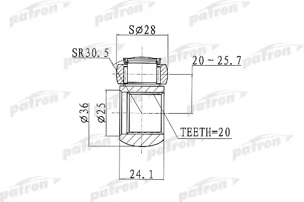 PATRON PTD001 Трипод [Z:20, D:28mm] Fiat: Fiorino 1.0 -1.7i/D 80-93, Lancia Delta