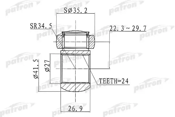 PATRON PTD004 Трипод [Z:24, D:35.5mm] Fiat: Punto 1.3/1.9JTD/Stilo 03>, Lancia: Ypsilon 95>