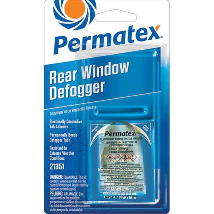 PERMATEX 21351 Клей для ремонта стекла набор для для ремонта контактов обогрева заднего стекла в блистере: активатор адгезив 0,6мл + клей перемычка для контакта обогрева 0,8мл