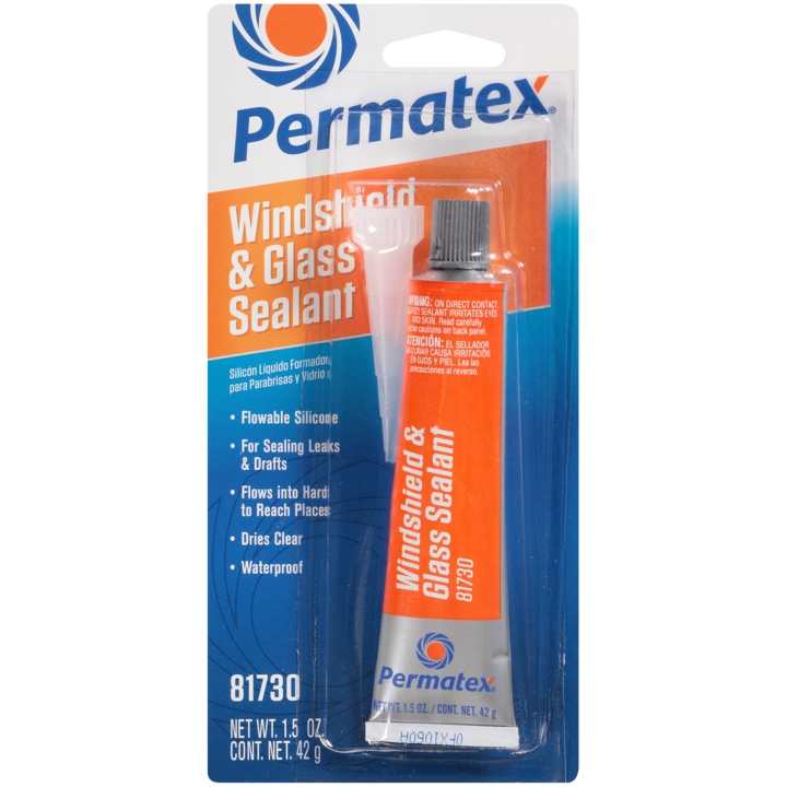 PERMATEX 81730 Герметик для заделывания протечек люков, стекол и фар, прозрачный силиконовый суперпроникающий flowable silicone windshield &glass sealer, темп. 62+232с, 42 гр купить в Самаре