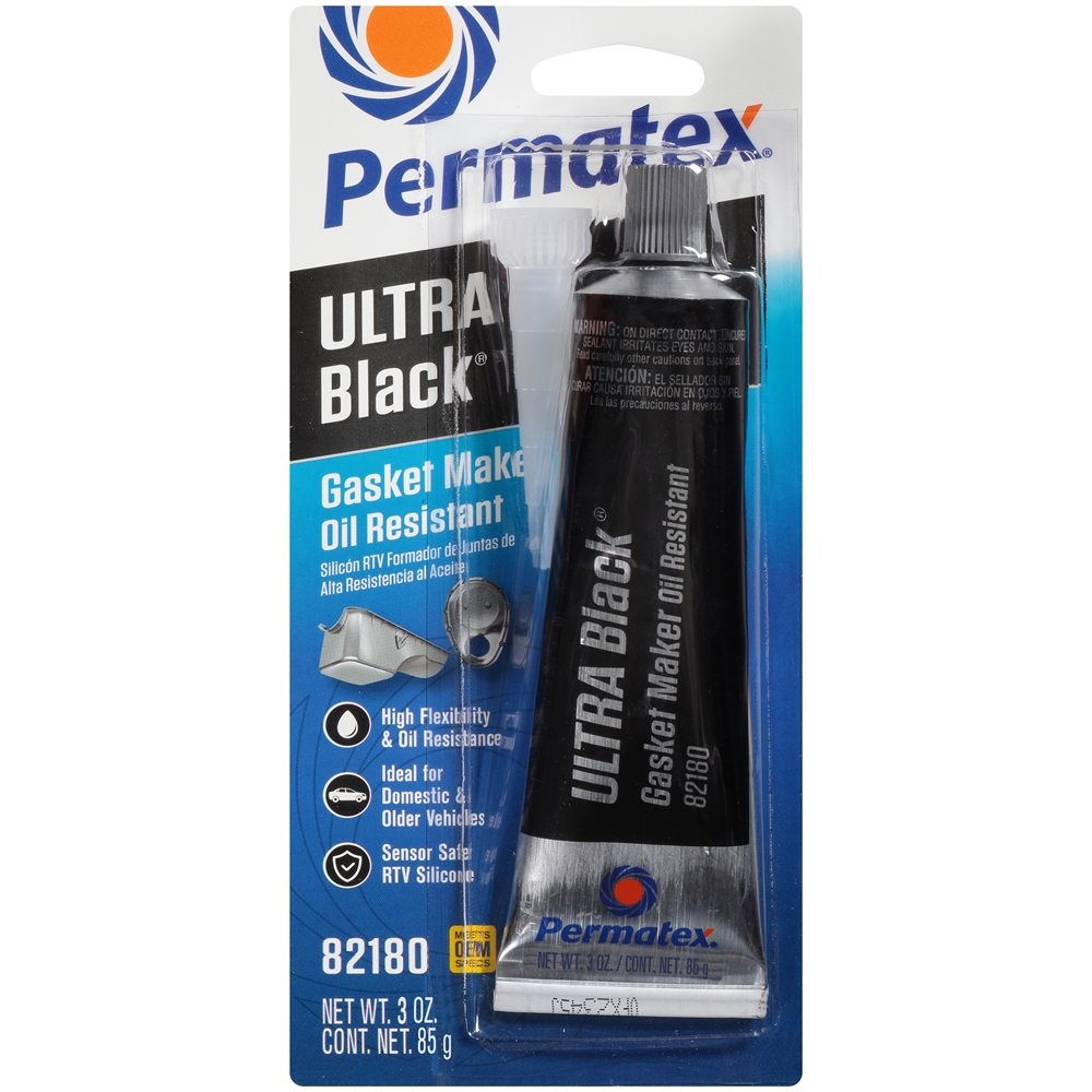 PERMATEX 82180 Формирователь прокладок силикон. маслостойкий черный ultra black gasket maker для крышек клап.механизмов, масл.поддонов, крышек и картеров кпп, и др., темп. до +316с, 95 гр