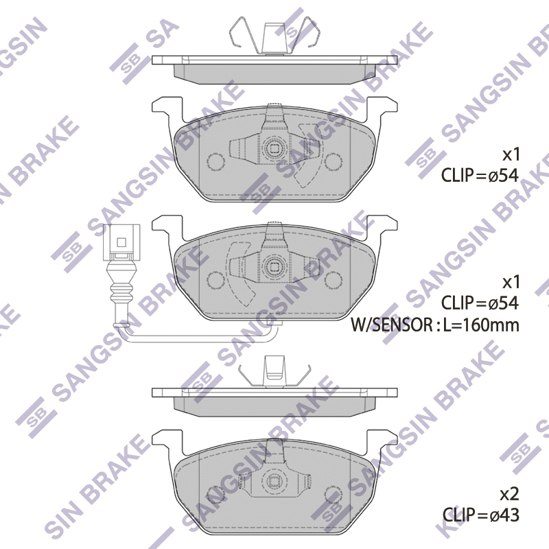 SANGSIN BRAKE SP1736 Колодки тормозные SKODA OCTAVIA/ VW GOLF VII 12 - передние